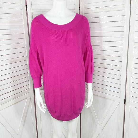 Express Drop Shoulder Circle Hem Oversized Tunic Sweater Pink Small - Picture 1 of 13